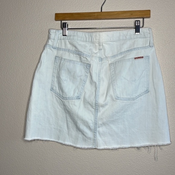 HUDSON CAMMY BUTTON FRONT DENIM SEXY SKIRT 24 NWT$180 Light Blue-Frayed Hemline! - Picture 7 of 8